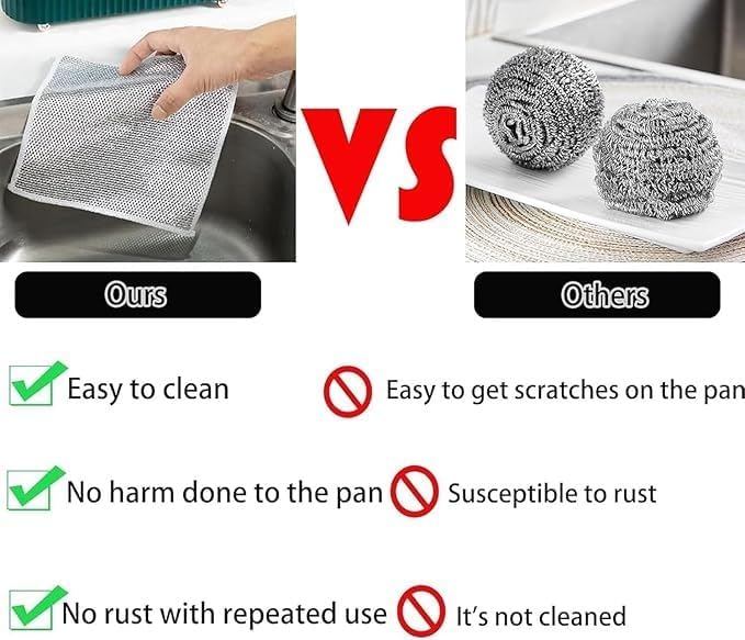 Steel Dish Scrubber, Non-Scratch (Pack of 10)