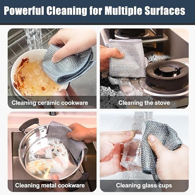 Steel Dish Scrubber, Non-Scratch (Pack of 10)
