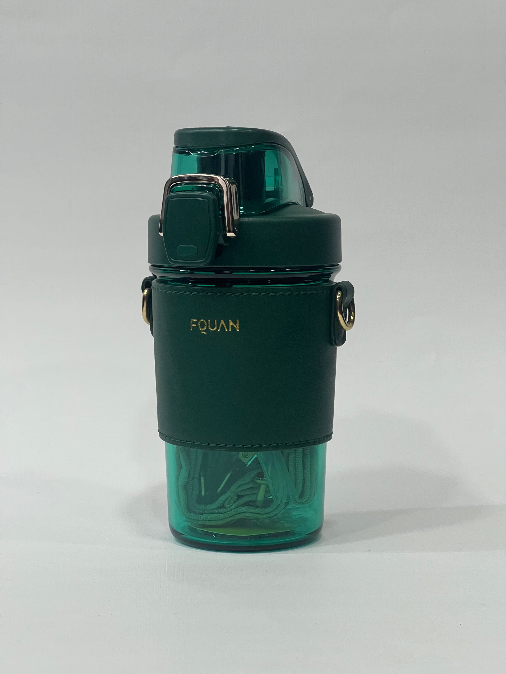 Coffee sipper mug with leather sleeve and belt 500ML