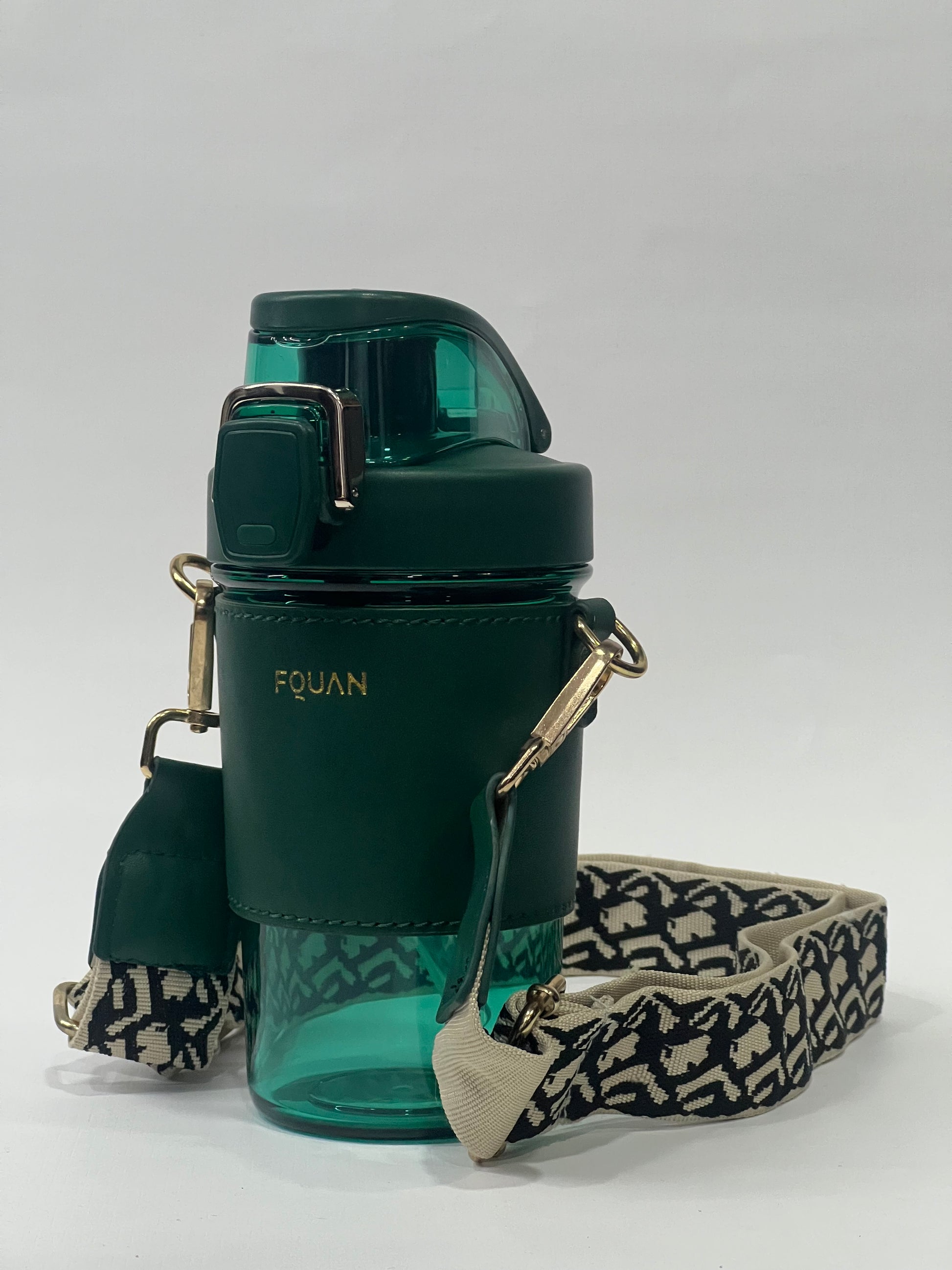 Coffee sipper mug with leather sleeve and belt 500ML