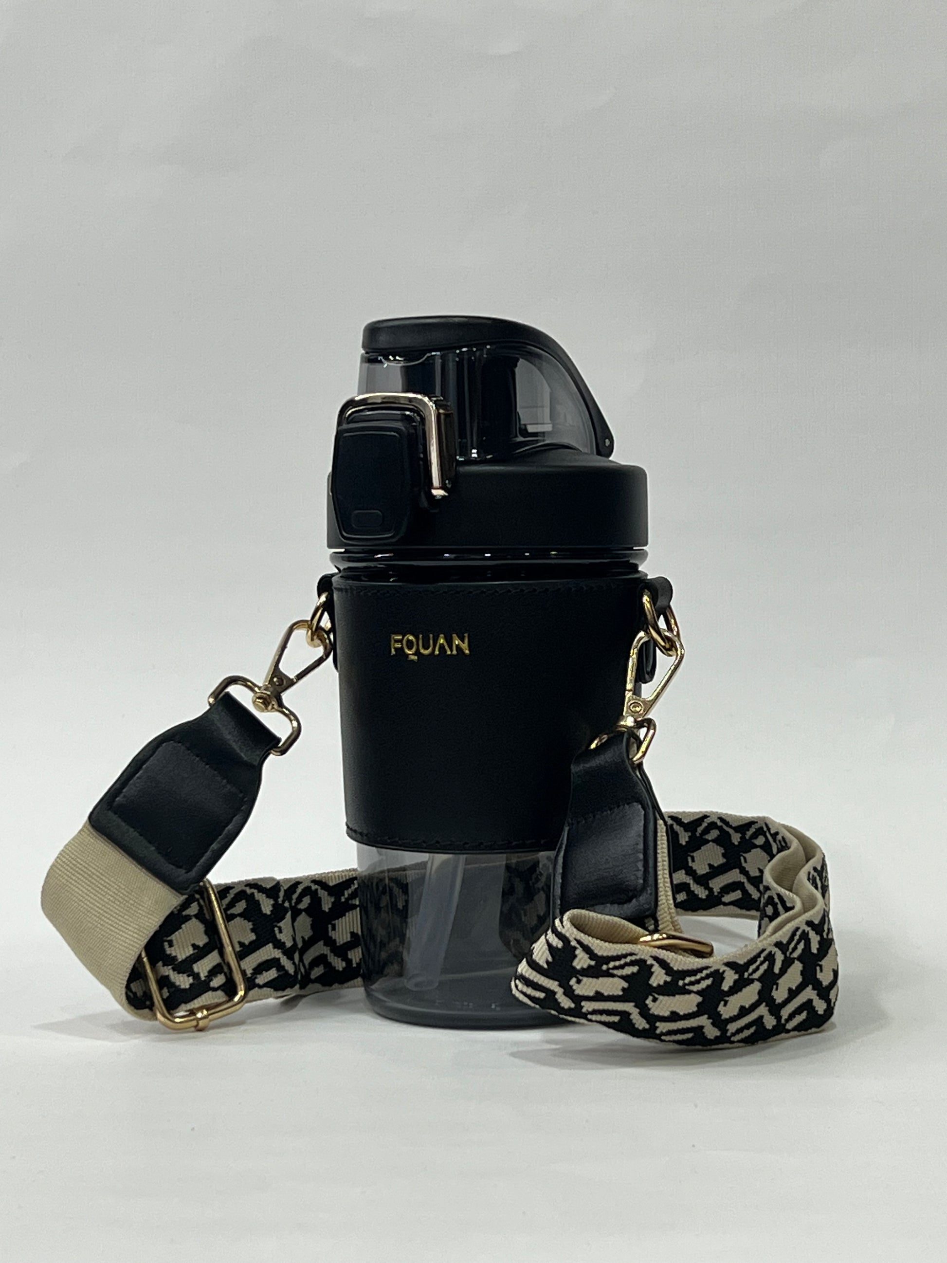 Coffee sipper mug with leather sleeve and belt 500ML