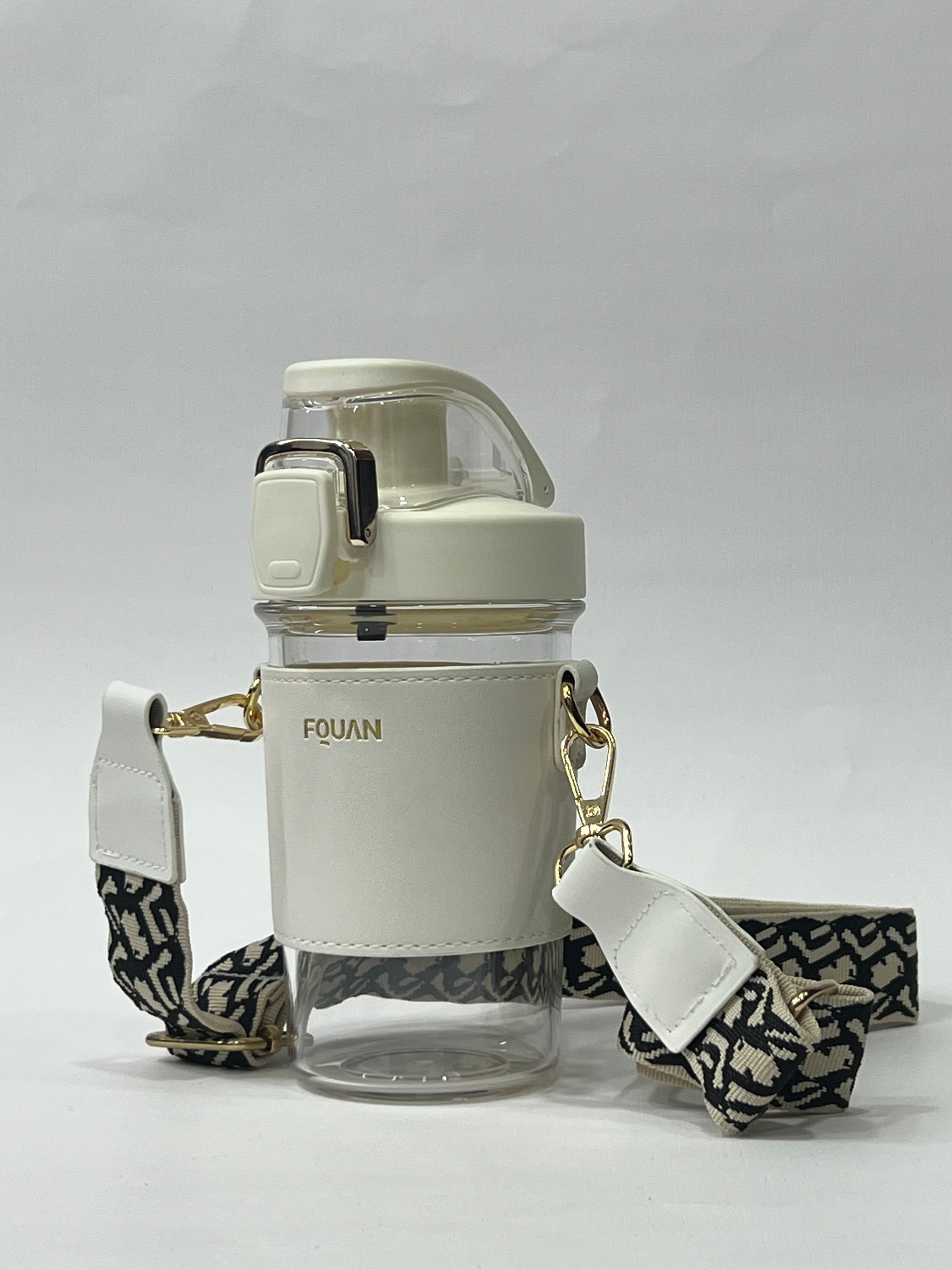 Coffee sipper mug with leather sleeve and belt 500ML