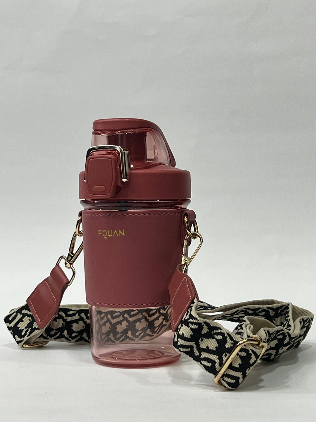 Coffee sipper mug with leather sleeve and belt 500ML